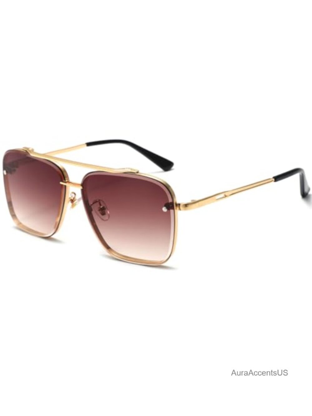 Oversized Square Aviator Sunglasses Metal Frame Gradient UV400 Unisex